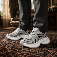 Nouvelles chaussures respirantes pour hommes, chaussures de sport pour hommes, tendance et polyvalentes, à semelle épaisse, rehaussantes, décontractées, style running, chaussures de papa