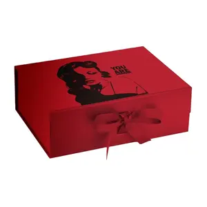 कस्टम बाल विस्तार/विग पैकेजिंग बॉक्स तह गत्ता उपहार बॉक्स रिबन के साथ महिलाओं के वस्त्र/जूते पैकिंग बॉक्स