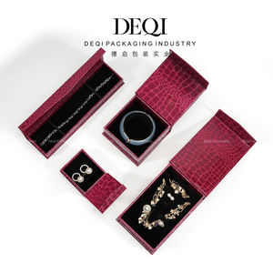 Пластиковые коробки DEQI с текстурой крокодиловой кожи, красные, для хранения ювелирных изделий: кулонов, колец, ожерелий, цепочек, браслетов, серег - Product Image 4