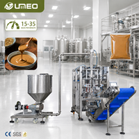 Machine d'emballage verticale automatique VFFS pour sauces avec pompe à rotor, machine d'emballage de sauces épaisses et liquides (pâte, sauce chili) 15-35 sachets/min