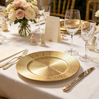 13 Zoll Goldener Langlebiger PP Glitzer-Platzteller für Hochzeiten Silvesterpartys Tischdekoration