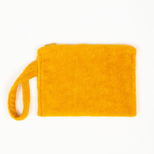 Portable Logo Personnalisé 100% Coton Éponge <span class=keywords><strong>Tissu</strong></span> Éponge Maquillage Sac Serviette Vierge Matériel Cosmétique Sac avec Poignée Souple - Product Image 1