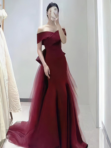 S8576F Tube Top High Quality Fish Tail Tube Top Wrap Waistline Hot Selling Lace Decoration Retro Evening Dress - Product Image 5