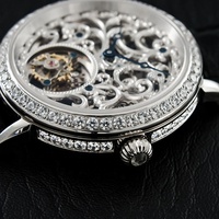 Montre mécanique à remontage manuel pour homme, squelette tourbillon, mouvement 8000k, avec diamants et saphir, gravure de mouette de luxe, livraison gratuite, en stock