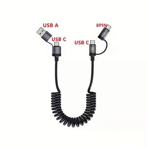 สายชาร์จเร็ว Pd 100W แบบขดสปริงชนิด C แบบ4 in 1 USB a/type-C ไปยัง USB C สายข้อมูล - Product Image 5