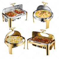 Chauffe-plats de luxe de haute qualité en acier inoxydable, plat de service pour buffet, réchaud à roulettes, capacité de 9 L