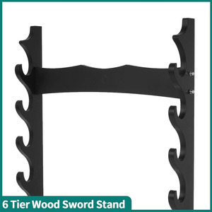 Support d'épée à 6 niveaux support de sol multicouche support en bois support de sol grand affichage pour <span class=keywords><strong>Katana</strong></span> samouraï - Product Image 3