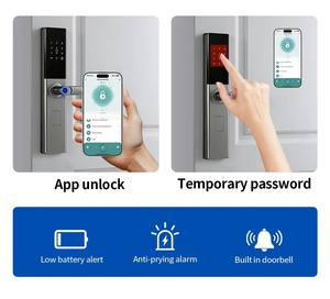 Cerradura Inteligente Electrónica Tuya <span class=keywords><strong>con</strong></span> Contraseña, Wifi, <span class=keywords><strong>Huella</strong></span> Dactilar, Biométrica, para Puerta Principal, Semiautomática, <span class=keywords><strong>con</strong></span> Manija - Product Image 3