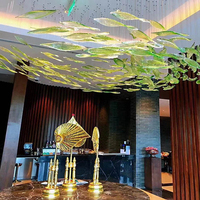 Lustre en verre sur mesure multi-styles pour hôtel moderne, grand hall, hall d'accueil, salle d'exposition, avec télécommande LED