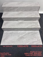 Carreaux d'escalier en porcelaine gris clair brillant, veiné marbre, rectangulaires, antidérapants, pour intérieur et extérieur, salle de bain, marches d'escalier domestiques