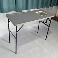 Table pliante portable en HDPE avec évier pour pique-nique en plein air