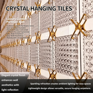 Cloisons <span class=keywords><strong>d</strong></span>écoratives modulaires en verre cristal de luxe moderne pour bureau, hôtel, salon - Product Image 5