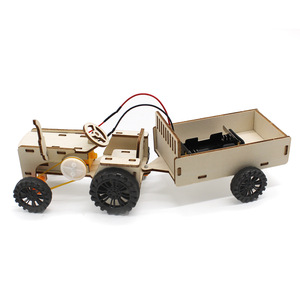 Tractor de madera con remolque 250mm x 90mm x 90mm Kit de ciencia DIY para la educación de los niños - Product Image 2