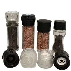 可重复使用的100毫升盐和胡椒磨塑料香料研磨机玻璃瓶盐胡椒磨