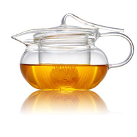 Théière en verre borosilicate de haute qualité avec infuseur, poignée unique, portable, transparente, petite bouilloire pour le thé, faite à la main, à parois épaisses