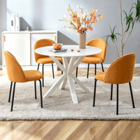 Chaise de salle à manger moderne en tissu rembourré, chaise d'appoint en forme de coquille incurvée avec pieds en métal noir pour salle à manger, cuisine, maison