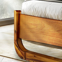 Cama de Plataforma de Madera Maciza Resistente al Agua con Cabecera Art Deco con Diseño de Atardecer Dorado para Dormitorio OEM/ODM