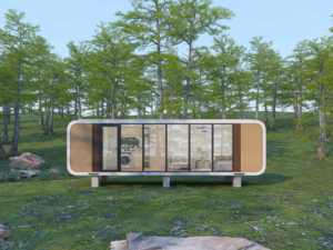 Résidence préfabriquée panoramique résistante au Japon, murs <span class=keywords><strong>de</strong></span> verre en acier intelligent incurvé avec réglage instantané <span class=keywords><strong>de</strong></span> <span class=keywords><strong>la</strong></span> teinte Retreat Pod - Product Image 3