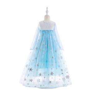 Enfants Costume Petite Fille Robe Bleue <span class=keywords><strong>Reine</strong></span> <span class=keywords><strong>Des</strong></span> <span class=keywords><strong>Neiges</strong></span> Cape Princesse <span class=keywords><strong>Elsa</strong></span> Robe DISP-013 - Product Image 2
