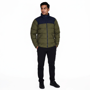 Men's Lightweight Regular Length Puffer <b>Jacket</b> Stand Collar Winter <b>Warm</b> <b>Waterproof</b> Canvas Material Breathable Feature Front - Product Image 1