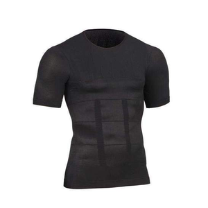 FCJ t-shirt da uomo ampia a compressione Fitness Hero pancia dimagrante in cotone/fibra di bambù modello 3D