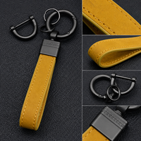 Großhandel Maßgefertigter Luxus-Leder-Schlüsselanhänger Personalisiertes Logo Leder-Schlüsselring mit Metall-Blanko und Geschenkbox für Auto