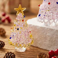 Handgefertigter Murano-Stil Glas-Weihnachtsbaum-Anhänger 8,5cm Miniatur-Glas-Weihnachtsbaum für Festliche Tischdekoration Ornamente Geschenk