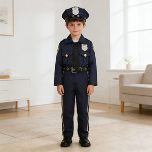 Costume de policier pour tout-petits de haute qualité pour Halloween, tenue de policier pour garçons, ensemble de policier pour enfants pour jeux de rôle et d'imitation - Product Image 1