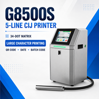 Imprimante jet d'encre continu haute vitesse G8500S 5 lignes 34 points matriciels, machine CIJ à grands caractères pour l'impression de codes QR, de dates et de lots