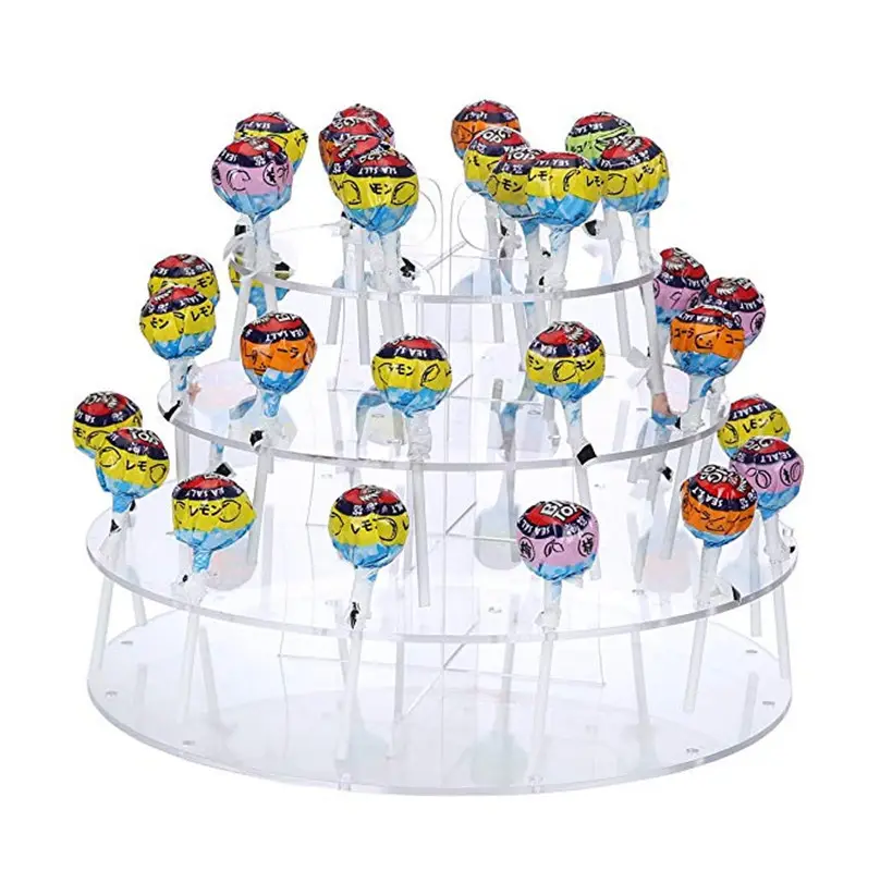 Round 4 Layers Clear Acrylic Lollipop Display Stand Acrylic Cake Pop Holder Display Rack Wholesale