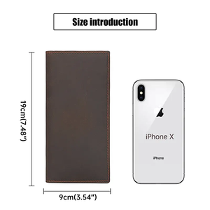 J.M.D Portefeuille mince pour <span class=keywords><strong>homme</strong></span> en cuir véritable avec logo personnalisé Porte-cartes long en cuir de cheval fou pour <span class=keywords><strong>homme</strong></span> - Product Image 3