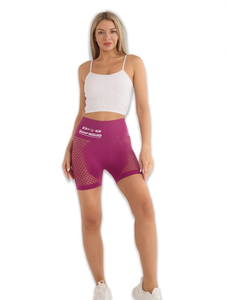 Shorts Deportivos de Cintura Alta para Mujer DK76, Spandex y Nailon Transpirable, Tejido de Punto, Corte Regular, Color Sólido, Cintura Elástica - Product Image 1