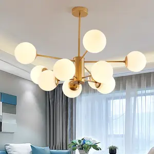 Vente chaude belle conception vintage éclairage intérieur lustres plafond luxe moderne blanc nordique boule de verre suspensions