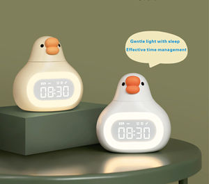 Cartoon Alarm <b>Clock</b> Auto Set Wall <b>Clock</b> Plastic Quartz Design for Living Room Single Face Needle Display - Product Image 4