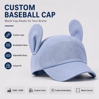 Gorra de béisbol de mezclilla con orejas de conejo 3D para mujer, parte superior suave con visera más profunda, estilo pico de pato, ideal para cabezas grandes, estiliza el rostro