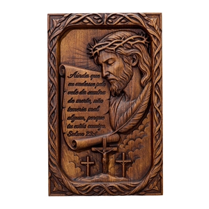 <span class=keywords><strong>Plaque</strong></span> murale en bois avec portrait de Jésus et verset biblique du Psaume 23, décoration religieuse chrétienne pour la maison, l'église, cadeau - Product Image 1