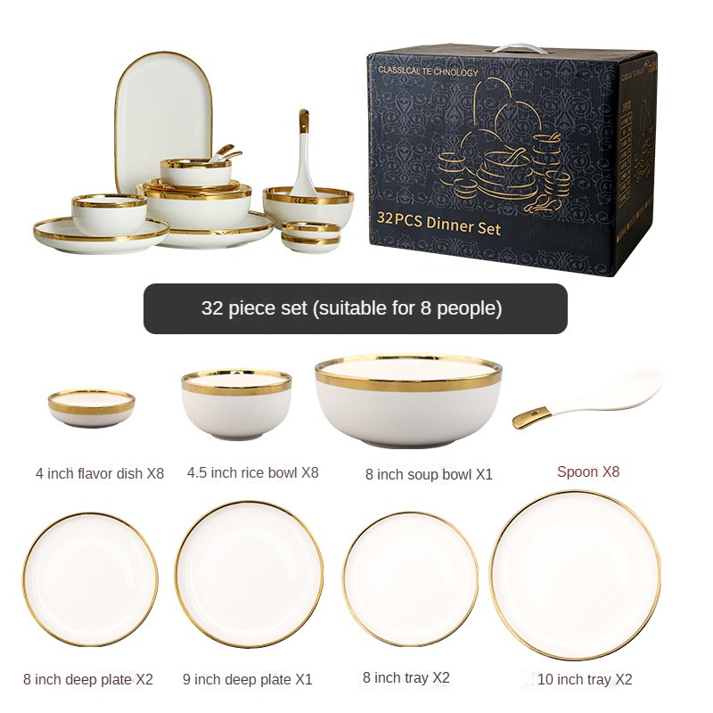 Ensemble de 32 pièces (Grande assiette ronde)