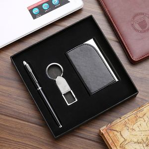 Porte-cartes de visite personnalisé de haute qualité, prêt à être expédié, avec porte-clés et stylo, pour la vente en gros, articles de cadeaux d'entreprise de luxe promotionnels - Product Image 2