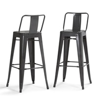 Tabouret de bar industriel vintage en métal à dossier haut, chaise de salle à manger empilable en fer pour café, bar, maison, cuisine