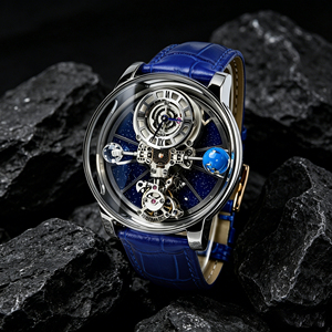 Reloj de Lujo para Hombre con Diseño de Esqueleto, Correa con Patrón de Cocodrilo Azul, Movimiento Japonés, Diseño Minimalista - Product Image 5