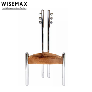 WISEMAX <span class=keywords><strong>Chaise</strong></span> de salle à manger vintage en acier inoxydable du milieu du siècle art <span class=keywords><strong>2</strong></span> tuyaux dossier haut avec six variations siège en fourrure boucle meubles de maison - Product Image 3