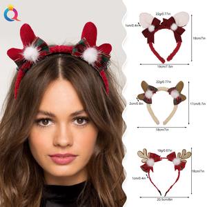 QIYUE عيد الميلاد قرون أفخم عصابات رأس الأياكة عقدة بريق عصابات رأس اكسسوارات شعر نسائية - Product Image 3