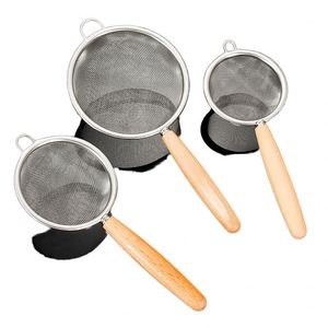 Mini Spatule Séparatrice en Acier Inoxydable 304 avec Manche en Bois, Filtre Anti-Fuite pour Huile et Débris de Hot Pot, Maille d'Étanchéité pour Cuisine Domestique - Product Image 3