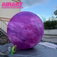 Balle géante gonflable de couleur violette pour exposition sur le thème de l'espace, fête ou présentation
