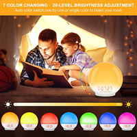 Réveil Lumière du Jour Réveil au Lever du Soleil pour Enfants Dormeurs Profonds Chambre avec Simulation de Lever du Soleil Aide au Sommeil Double Alarme