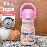 Nouvelle Arrivée 2026 – Bouteille d'eau isotherme mignonne motif dessin animé 650 ml en acier inoxydable 304 pour le bureau portable