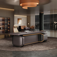 Scrivania Direzionale KMJ in Stile Italiano, Arredamento Ufficio di Lusso con Illuminazione LED Controllata Vocalmente, Scrivania per CEO e Dirigenti