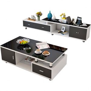 Độ bóng cao phòng khách hiện đại MDF + kính gỗ với ánh sáng LED TV sang trọng đứng meuble TV 71 TV đứng tủ đơn vị bảng - Product Image 3