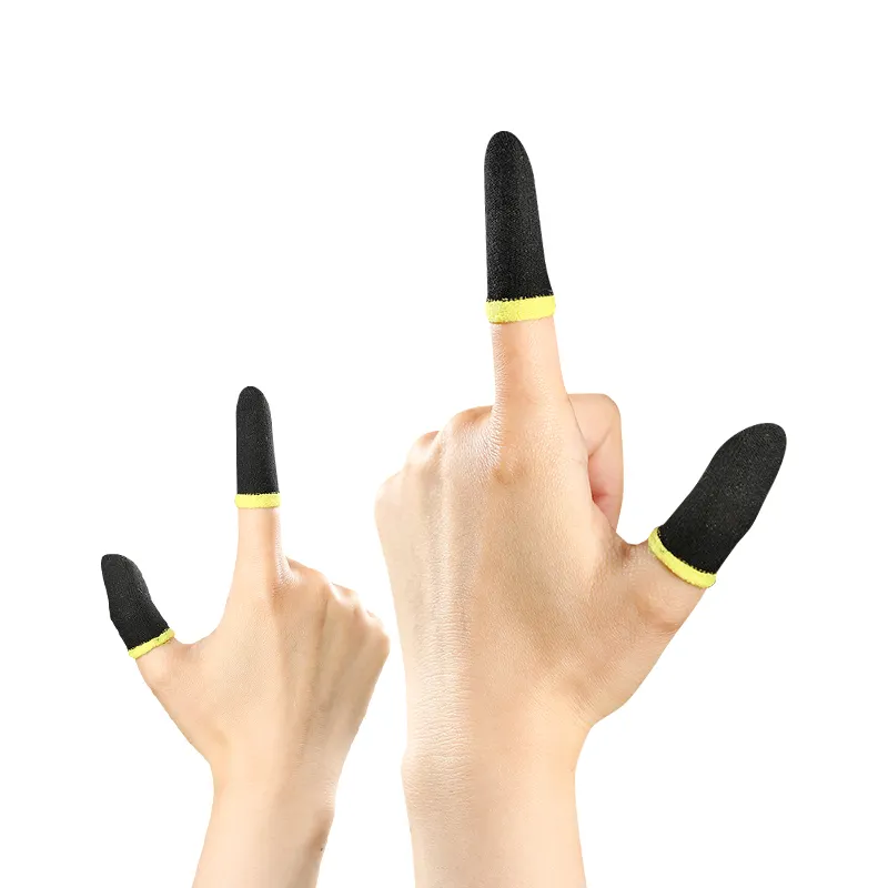 Mobile Full Touch Screen Sensitive Fingertip sleeves Shoot Aim Joysticks Finger Tips Playing Games silver fiber Finger Sleeves