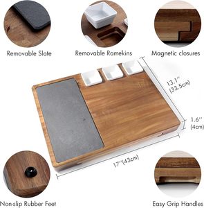 Ensemble cadeau de planche à charcuterie en bois d'acacia de 19 pièces, planche à fromage personnalisée gravée sur mesure et ensemble de couteaux pour mariage, fête - Product Image 5